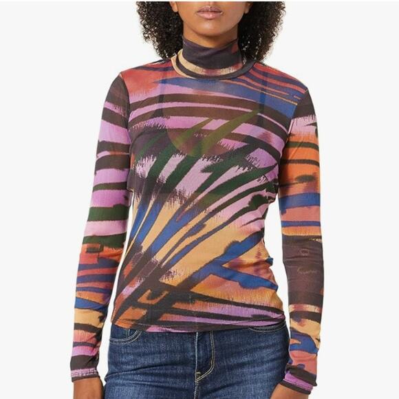 Parker Lena Printed Colorful Mesh Top - Picture 1 of 7